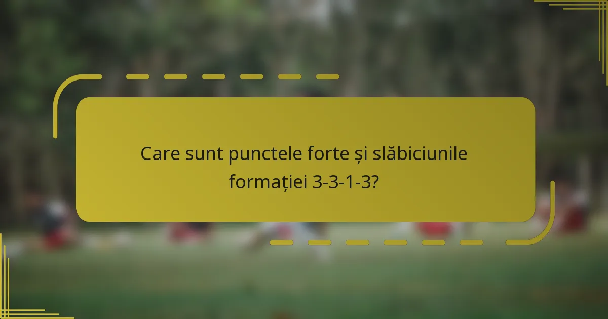 Care sunt punctele forte și slăbiciunile formației 3-3-1-3?