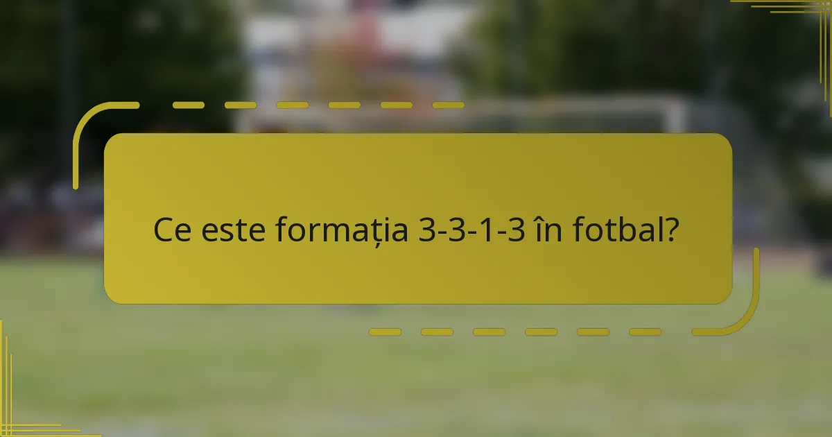 Ce este formația 3-3-1-3 în fotbal?