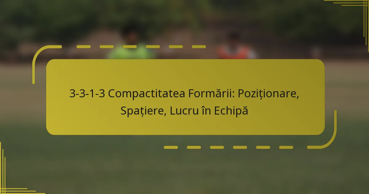3-3-1-3 Compactitatea Formării: Poziționare, Spațiere, Lucru în Echipă